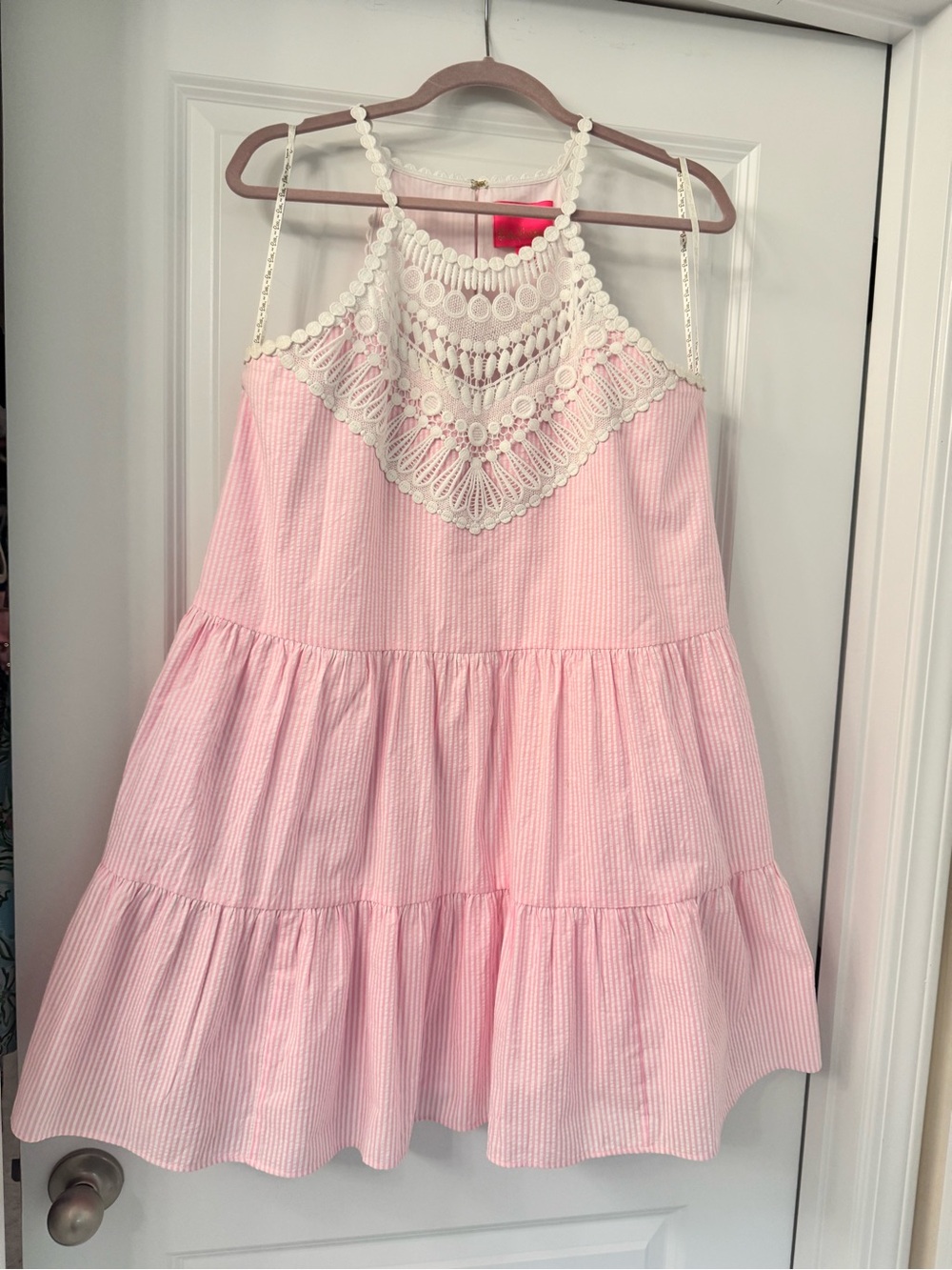 Lilly Pulitzer Pink and White Dress with Scalloped Trim